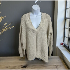 Anthropologie silence + noise V-Neck Sweater Sz XS Oversized Chunky Cotton